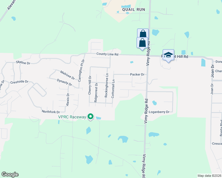 map of restaurants, bars, coffee shops, grocery stores, and more near 12823 Meadowview Drive in Alexander