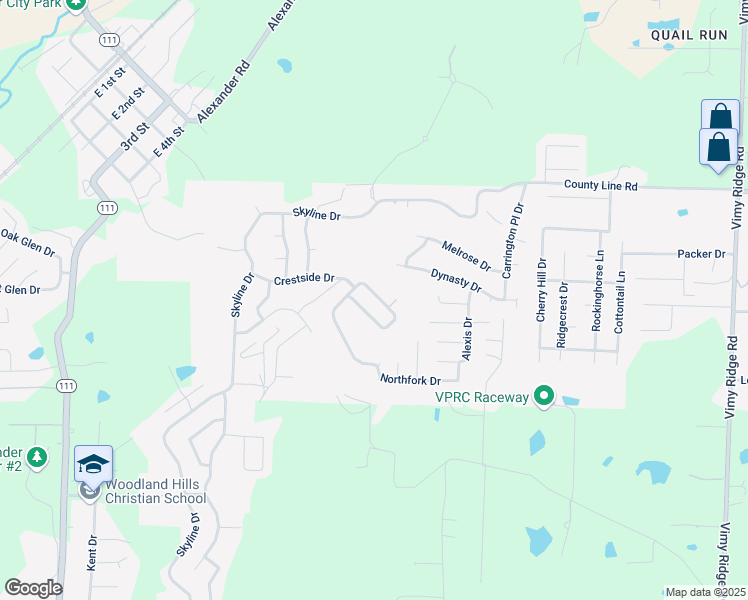 map of restaurants, bars, coffee shops, grocery stores, and more near 3994 Mountain Crest Circle in Alexander