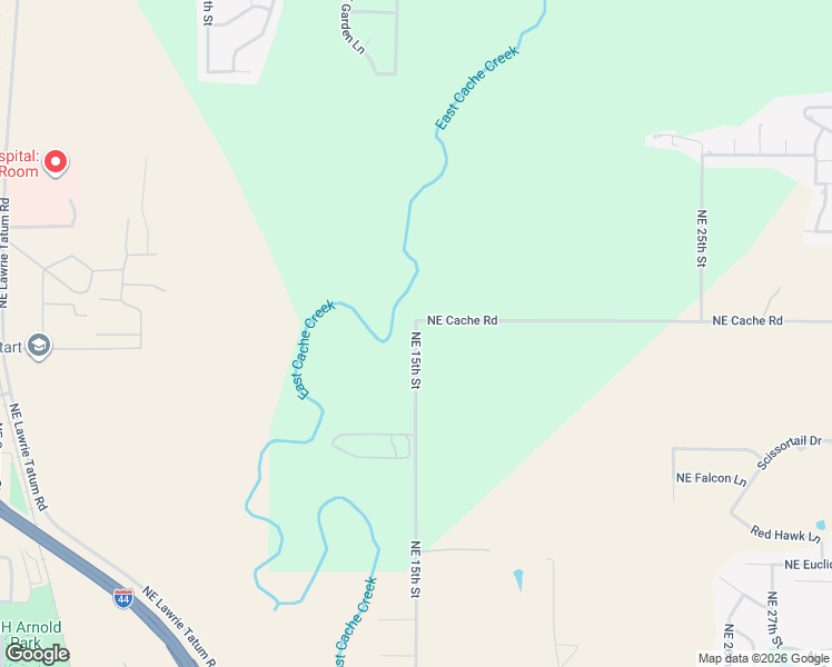 map of restaurants, bars, coffee shops, grocery stores, and more near 5 Northeast 15th Street in Lawton
