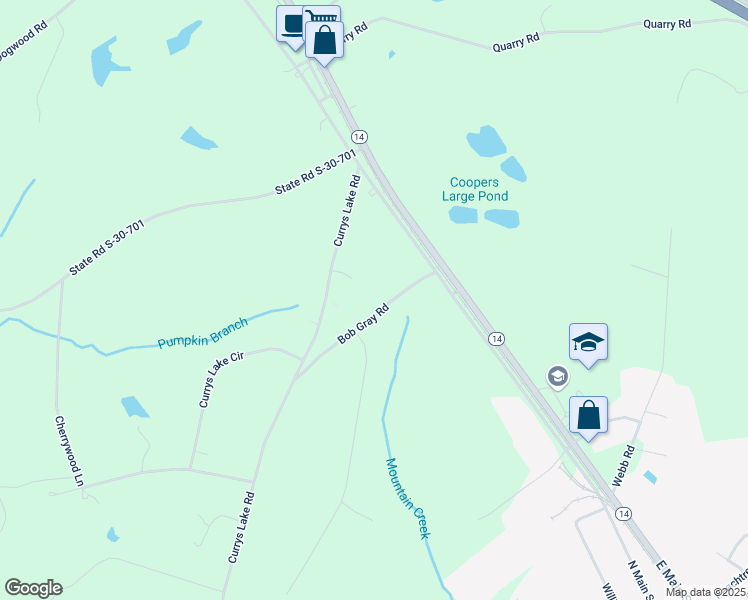 map of restaurants, bars, coffee shops, grocery stores, and more near 353 Bob Gray Road in Gray Court