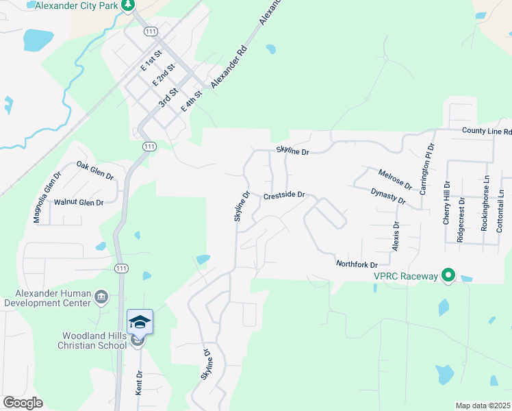 map of restaurants, bars, coffee shops, grocery stores, and more near 4501 Hollow Bend Drive in Alexander