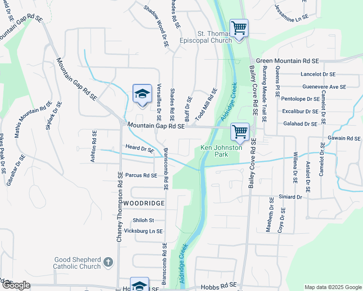 map of restaurants, bars, coffee shops, grocery stores, and more near 904 Danmann Cir SE in Huntsville