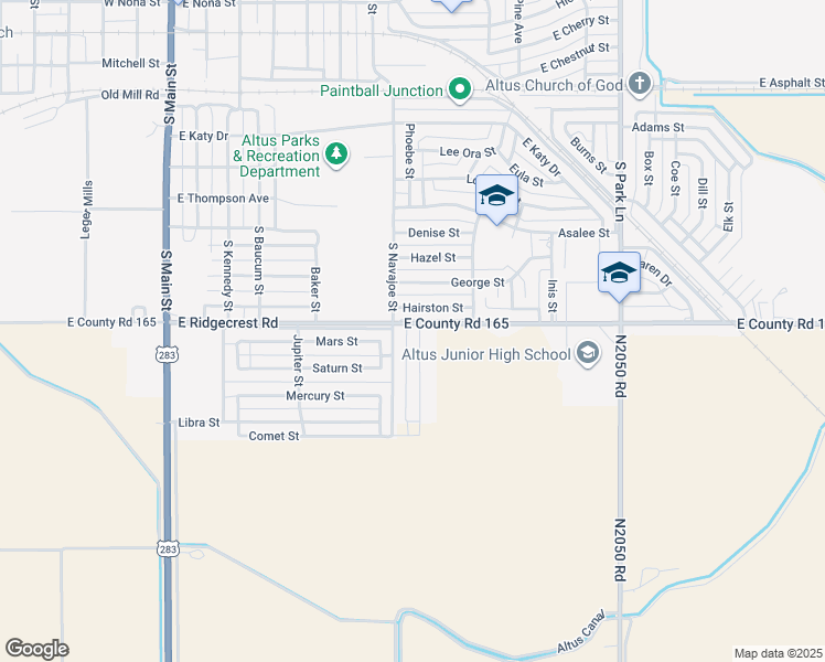 map of restaurants, bars, coffee shops, grocery stores, and more near 1500 Sommerset Place in Altus