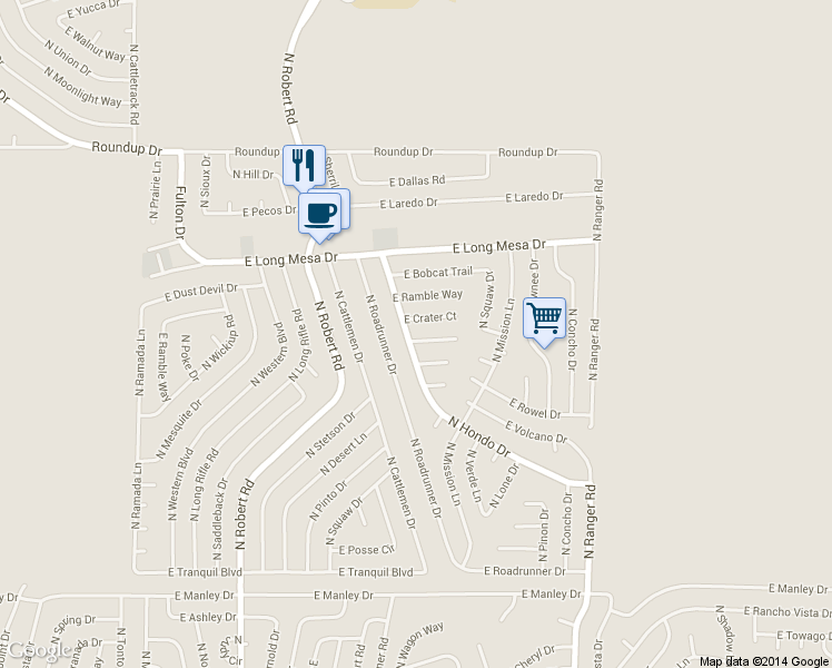 map of restaurants, bars, coffee shops, grocery stores, and more near 8560 East Stirrup Way in Prescott Valley