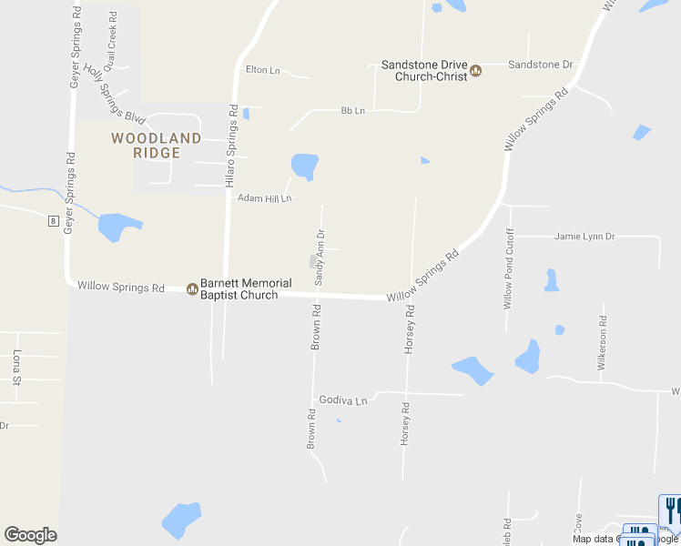map of restaurants, bars, coffee shops, grocery stores, and more near 12423 Sandy Ann Drive in Little Rock