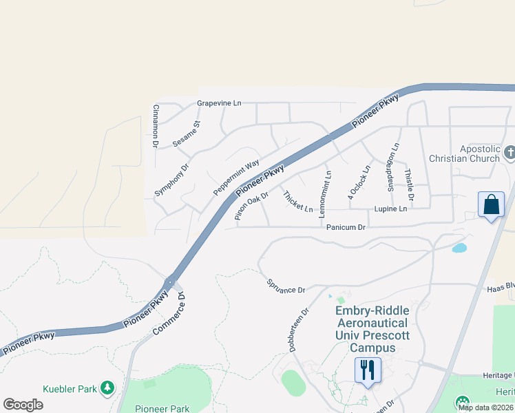 map of restaurants, bars, coffee shops, grocery stores, and more near 749 Pinon Oak Drive in Prescott