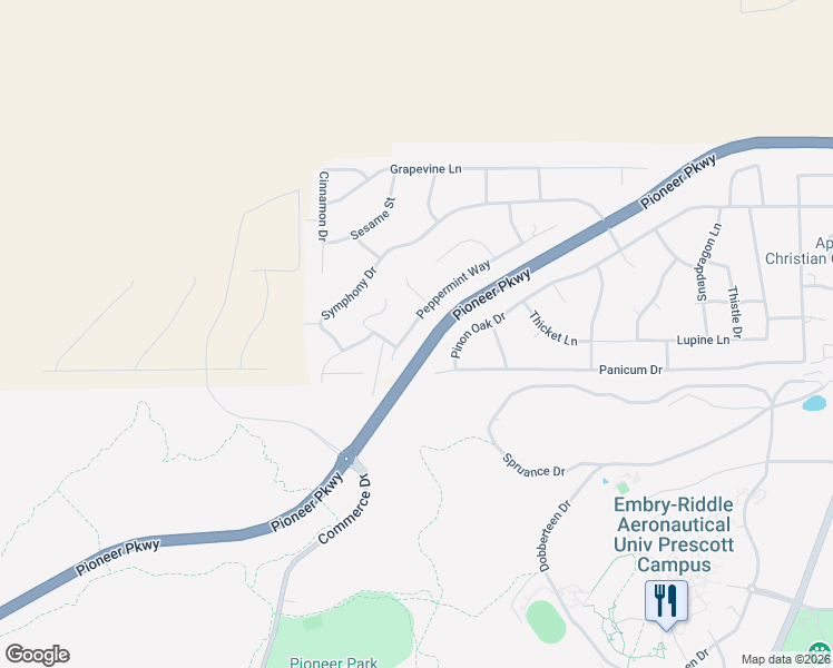 map of restaurants, bars, coffee shops, grocery stores, and more near 745 Peppermint Way in Prescott
