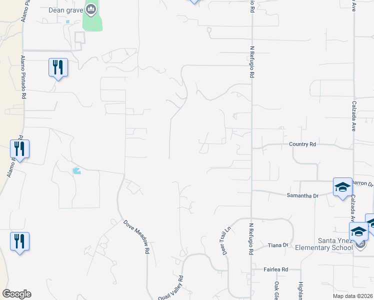 map of restaurants, bars, coffee shops, grocery stores, and more near 1464 Rolling Hills Road in Santa Ynez