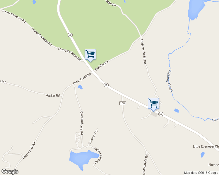map of restaurants, bars, coffee shops, grocery stores, and more near Highway 52 in Ellijay