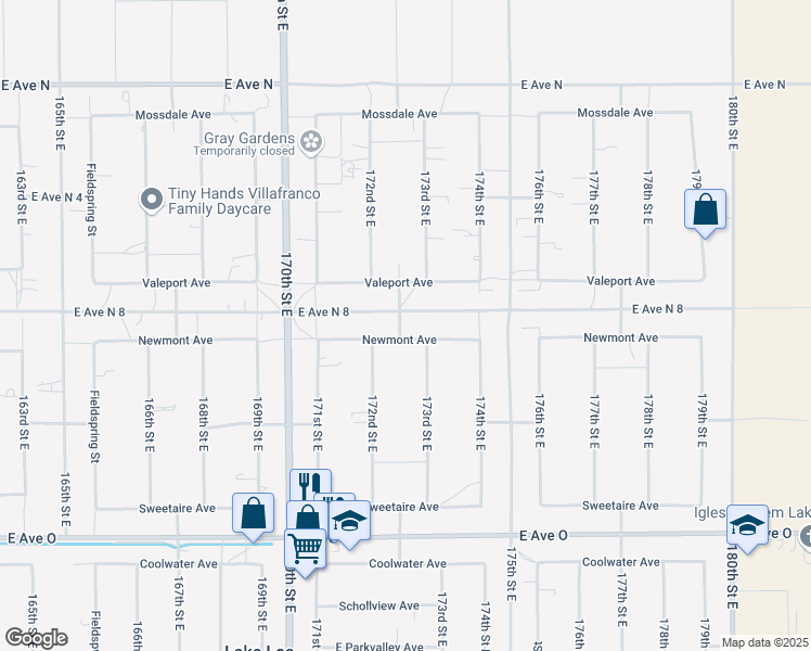 map of restaurants, bars, coffee shops, grocery stores, and more near in Lake Los Angeles
