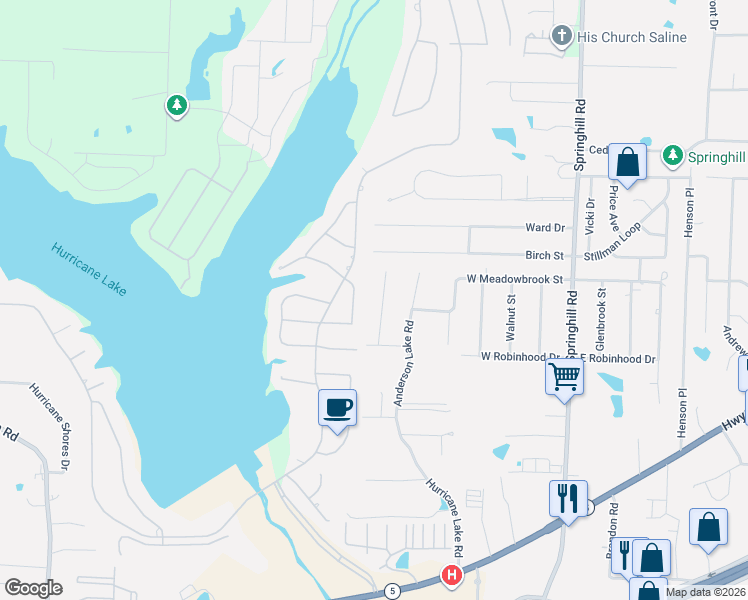 map of restaurants, bars, coffee shops, grocery stores, and more near 3001 Huffman Road in Bryant