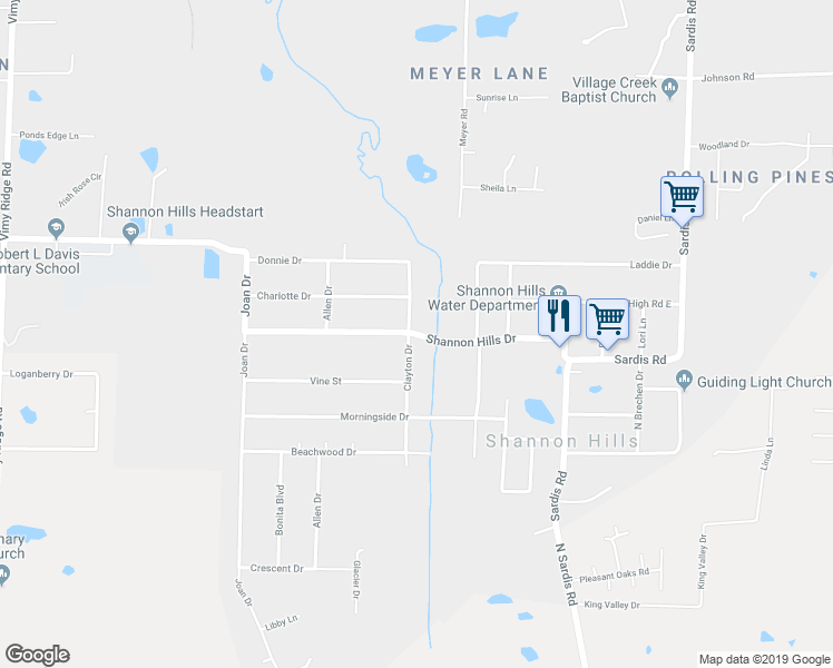 map of restaurants, bars, coffee shops, grocery stores, and more near 10899 Shannon Hills Drive in Shannon Hills
