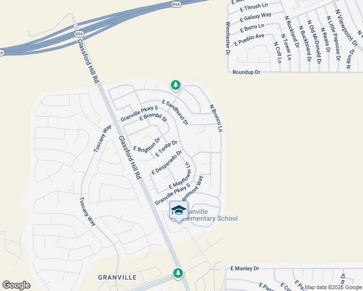 map of restaurants, bars, coffee shops, grocery stores, and more near Granville Parkway South in Prescott Valley