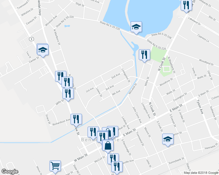 map of restaurants, bars, coffee shops, grocery stores, and more near 414 3rd Avenue in Bennettsville