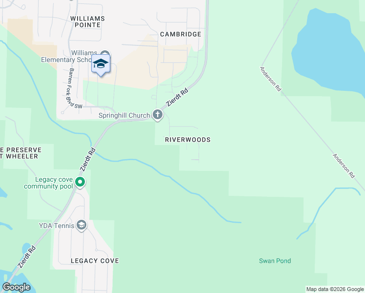 map of restaurants, bars, coffee shops, grocery stores, and more near 115 Swan Pond Drive in Huntsville