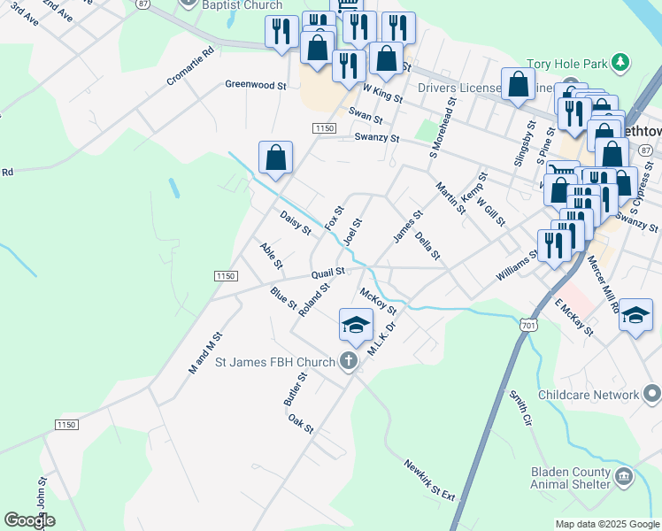 map of restaurants, bars, coffee shops, grocery stores, and more near 922 Joel Street in Elizabethtown