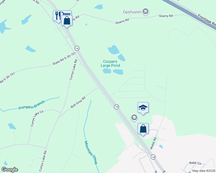 map of restaurants, bars, coffee shops, grocery stores, and more near 9590 South Carolina 14 in Gray Court