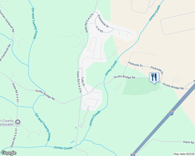 map of restaurants, bars, coffee shops, grocery stores, and more near 1 Scotts Bridge Road in Anderson