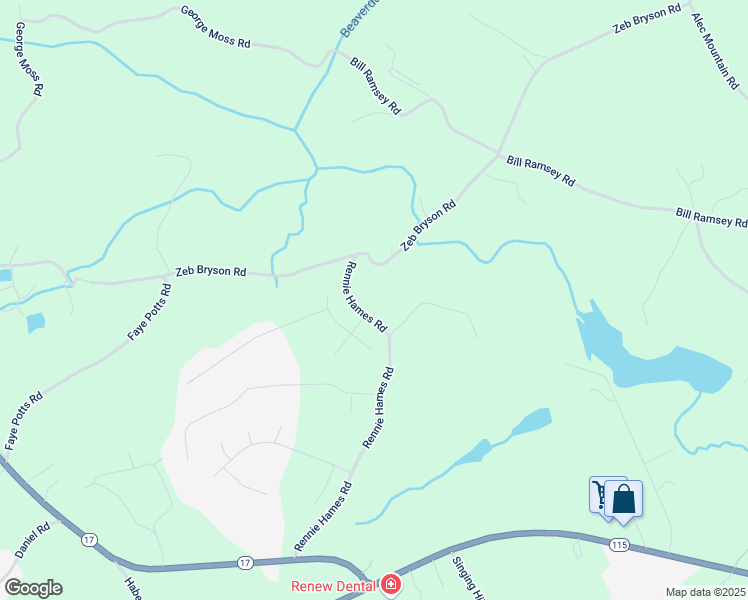 map of restaurants, bars, coffee shops, grocery stores, and more near 736 Rennie Hames Road in Clarkesville
