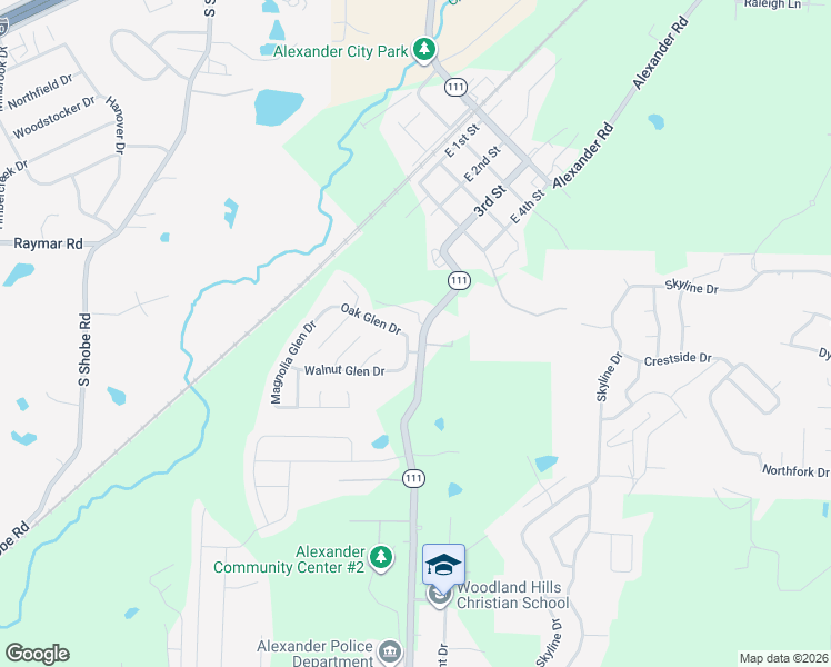 map of restaurants, bars, coffee shops, grocery stores, and more near 13902 South Alexander Road in Alexander