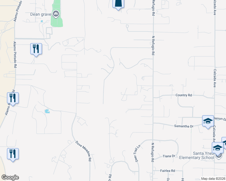 map of restaurants, bars, coffee shops, grocery stores, and more near 1464 Rolling Hills Road in Santa Ynez