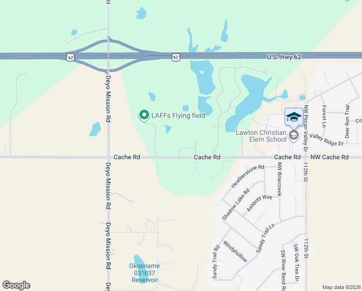 map of restaurants, bars, coffee shops, grocery stores, and more near 12108 Cache Road Northwest in Lawton