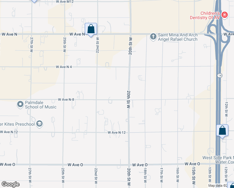 map of restaurants, bars, coffee shops, grocery stores, and more near 2033 West Avenue North 8 in Palmdale