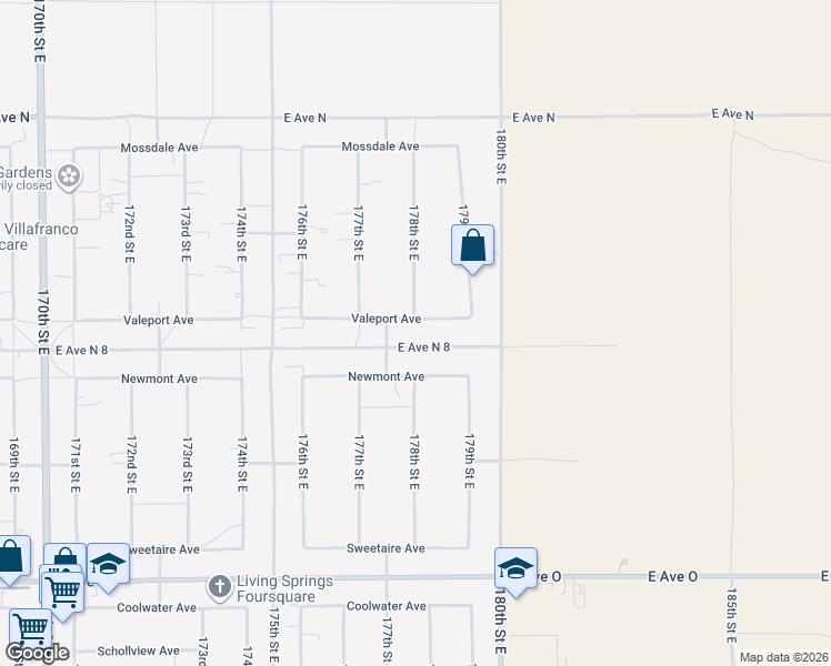 map of restaurants, bars, coffee shops, grocery stores, and more near in Lake Los Angeles