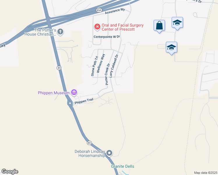 map of restaurants, bars, coffee shops, grocery stores, and more near 5148 Porter Creek Drive in Prescott
