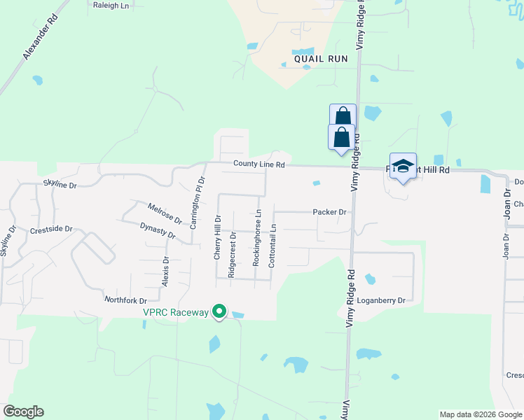 map of restaurants, bars, coffee shops, grocery stores, and more near 13823 Rockinghorse Lane in Alexander