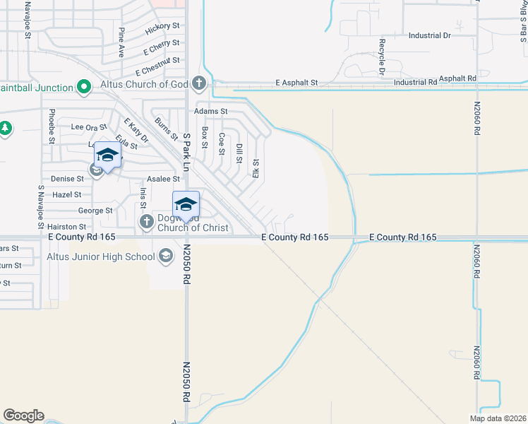 map of restaurants, bars, coffee shops, grocery stores, and more near 1005 Stewart Street in Altus