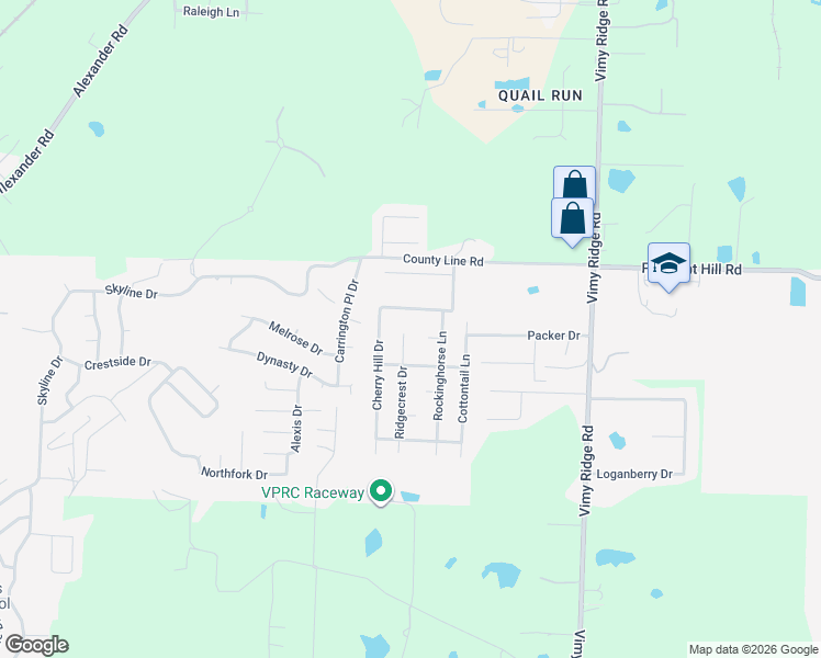 map of restaurants, bars, coffee shops, grocery stores, and more near 13825 Ridgecrest Drive in Alexander