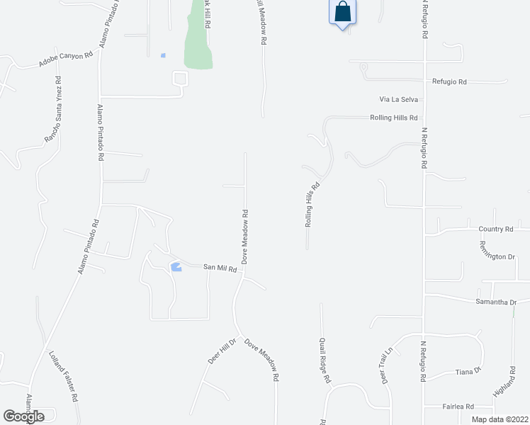 map of restaurants, bars, coffee shops, grocery stores, and more near 1490 Dove Meadow Rd in Santa Ynez