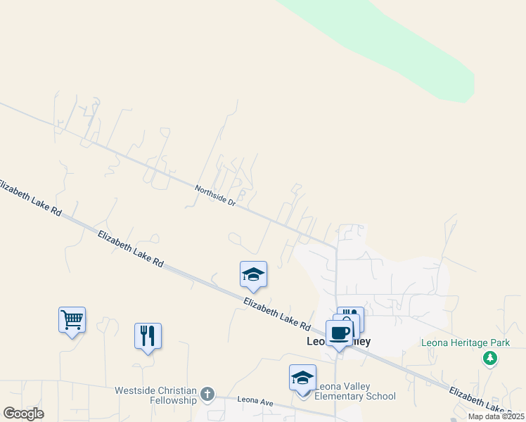 map of restaurants, bars, coffee shops, grocery stores, and more near 9197 Northside Drive in Palmdale