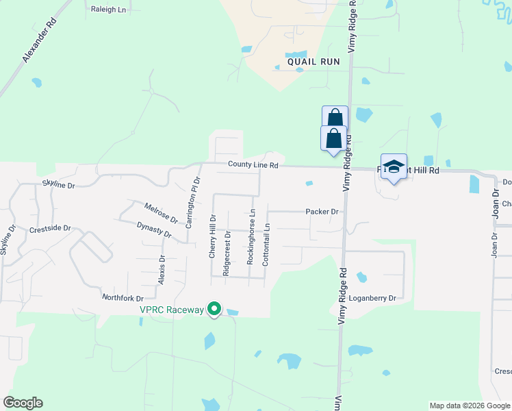 map of restaurants, bars, coffee shops, grocery stores, and more near 13823 Rockinghorse Lane in Alexander
