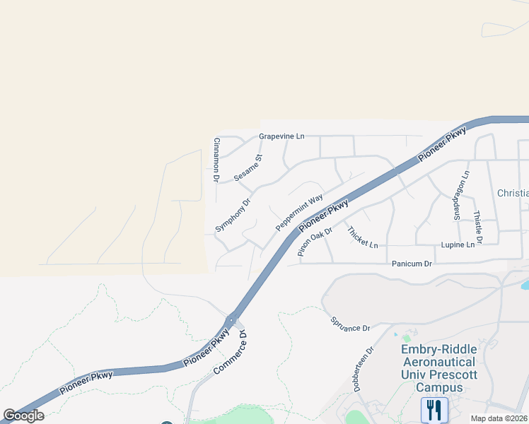 map of restaurants, bars, coffee shops, grocery stores, and more near 5730 Cilantro Court in Prescott