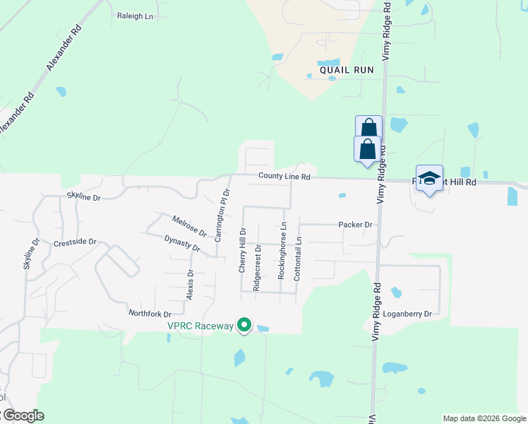 map of restaurants, bars, coffee shops, grocery stores, and more near 13825 Ridgecrest Drive in Alexander