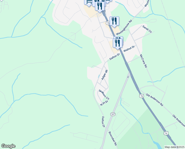 map of restaurants, bars, coffee shops, grocery stores, and more near Dalton Drive in Abbeville County