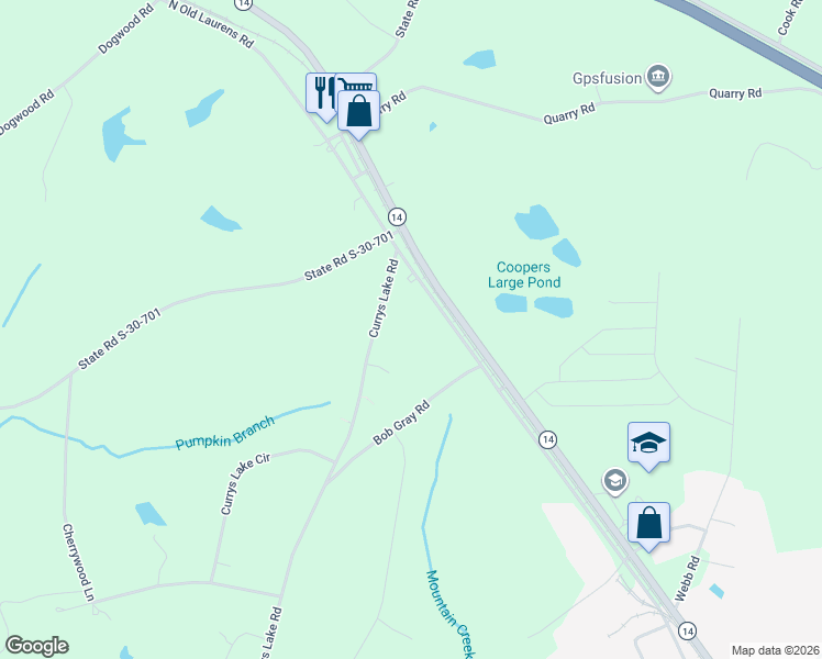 map of restaurants, bars, coffee shops, grocery stores, and more near 484 Henderson Road in Gray Court