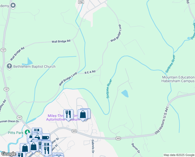 map of restaurants, bars, coffee shops, grocery stores, and more near 182 Farm Hill Drive in Clarkesville