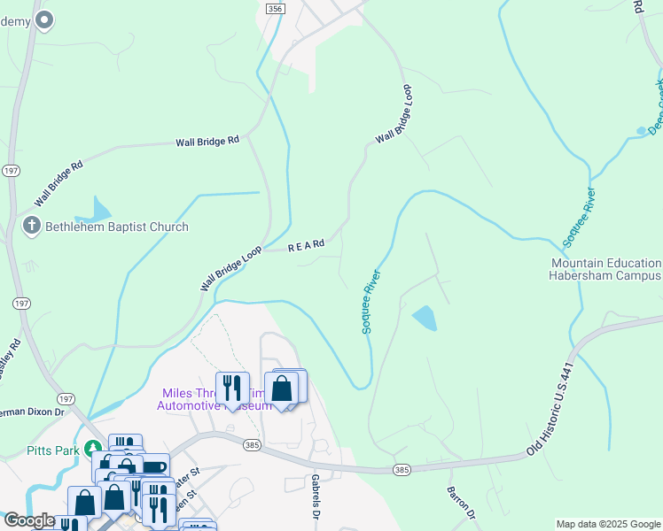 map of restaurants, bars, coffee shops, grocery stores, and more near 182 Farm Hill Drive in Clarkesville