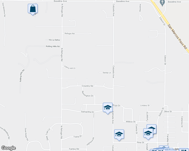 map of restaurants, bars, coffee shops, grocery stores, and more near 1490 Brandon Drive in Santa Ynez