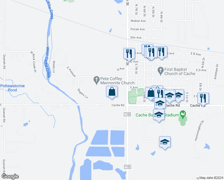 map of restaurants, bars, coffee shops, grocery stores, and more near 830 Huddleston Drive in Cache