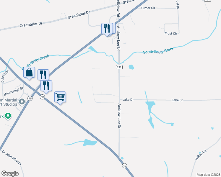 map of restaurants, bars, coffee shops, grocery stores, and more near 92 Greenwood Drive in Henagar