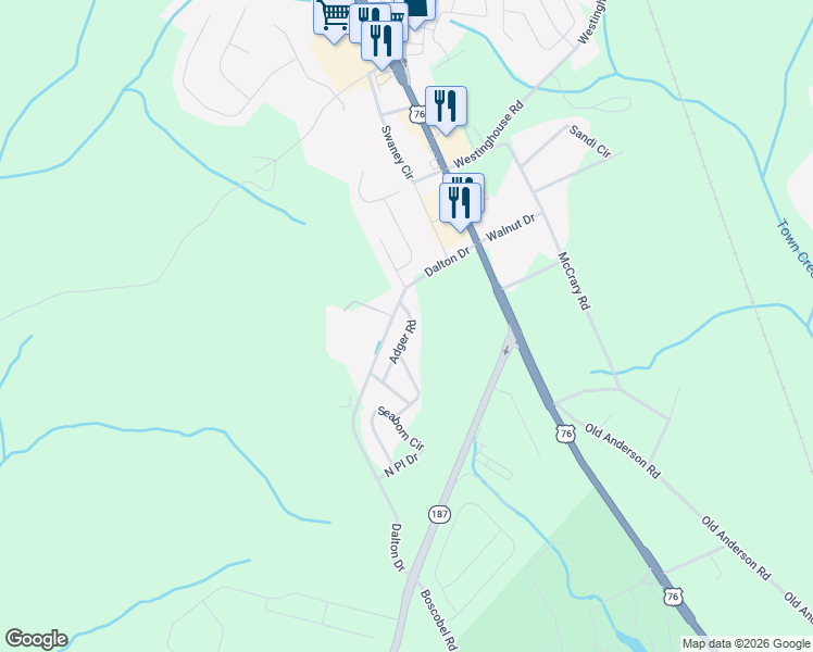 map of restaurants, bars, coffee shops, grocery stores, and more near 101 Printers Street in Pendleton