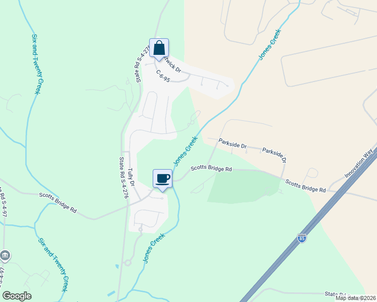 map of restaurants, bars, coffee shops, grocery stores, and more near 1 Scotts Bridge Road in Anderson