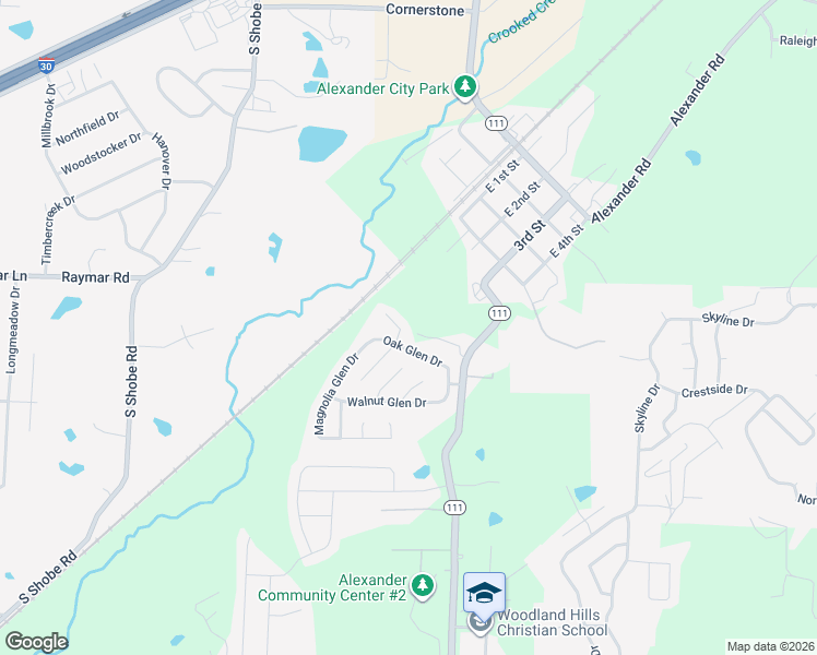 map of restaurants, bars, coffee shops, grocery stores, and more near 12526 Birch Glen Cove in Alexander