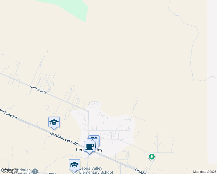 map of restaurants, bars, coffee shops, grocery stores, and more near 90th Street West in Leona Valley