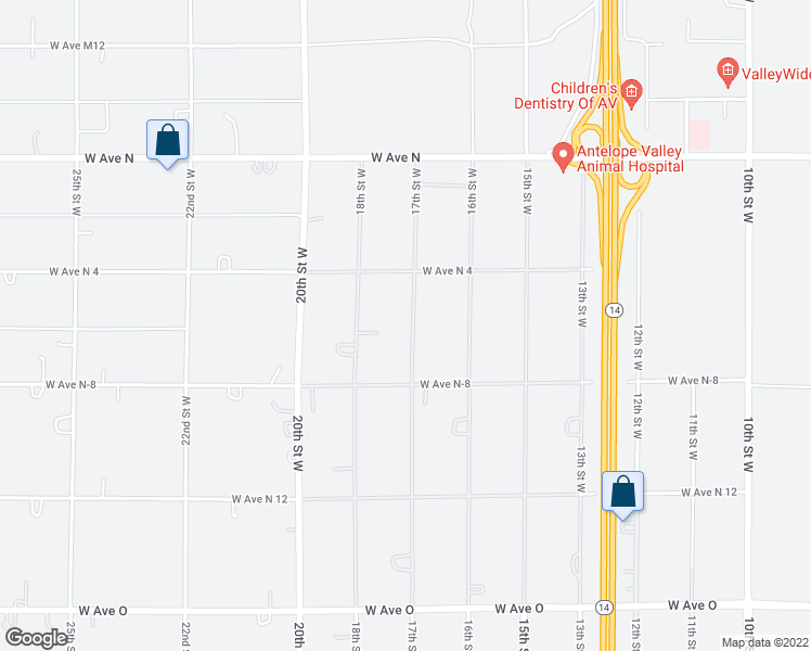 map of restaurants, bars, coffee shops, grocery stores, and more near 40903 17th Street West in Palmdale