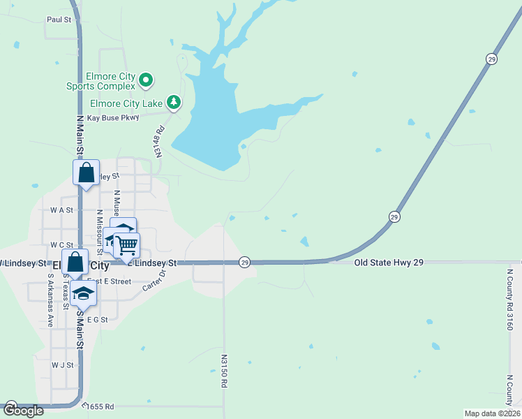 map of restaurants, bars, coffee shops, grocery stores, and more near 247 North Haskell Street in Elmore City